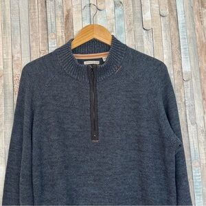 Carbon2cobalt XL Quarter Zip Knit Pullover Sweater Heather Blue Exposed Seam